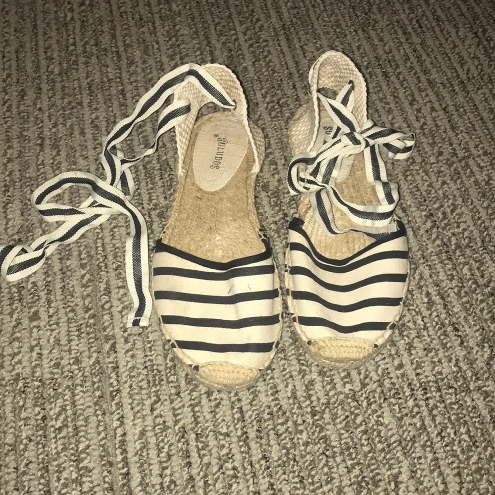 Striped Soludos lace up espadrille sandals